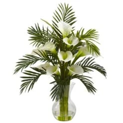 2ft. Calla Lily And Palm Combo Artificial Arrangement With Vase -Michaels Shop D670878S 1 1