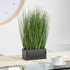 18" Onion Grass Artificial Plant With Black Rectangular Pot -Michaels Shop D760285S 5