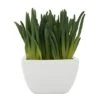 8" Green Foliage Artificial Plant With White Ceramic Pot