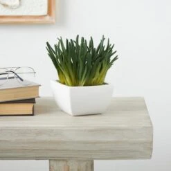 8" Green Foliage Artificial Plant With White Ceramic Pot -Michaels Shop D760289S 8