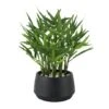 13" Green Faux Foliage Artificial Plant With Black Pot