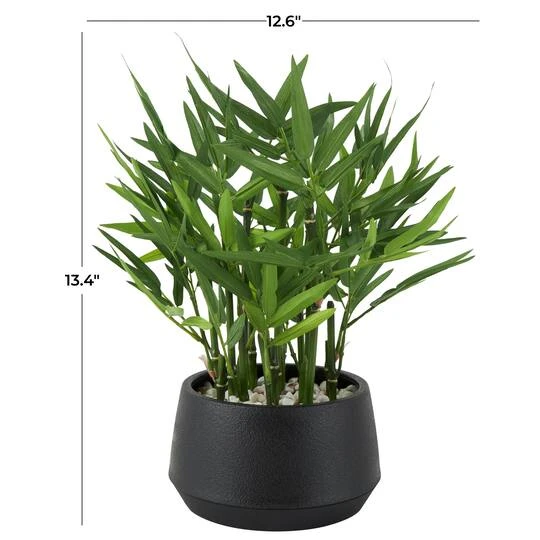 13" Green Faux Foliage Artificial Plant With Black Pot 9 13" Green Faux Foliage Artificial Plant With Black Pot - Image 7