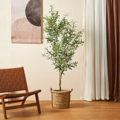 Glitzhome® 6ft. Potted Faux Olive Tree -Michaels Shop D763657S 4