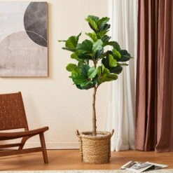 Glitzhome® 5ft. Faux Fiddle Leaf Fig Tree In Pot -Michaels Shop D763664S 3