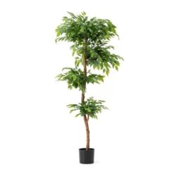 Glitzhome® 5ft. Creative Shaped Faux Ficus Tree In Pot -Michaels Shop D763666S 1 1