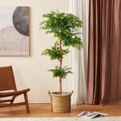 Glitzhome® 5ft. Creative Shaped Faux Ficus Tree In Pot -Michaels Shop D763666S 3