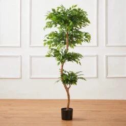 Glitzhome® 5ft. Creative Shaped Faux Ficus Tree In Pot -Michaels Shop D763666S 4