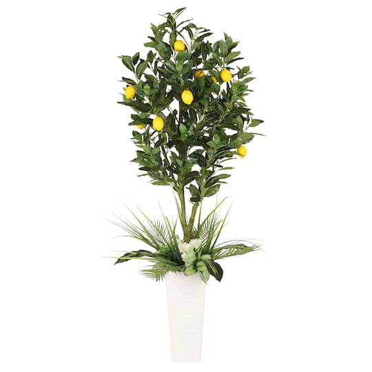 6ft. Artificial Lemon Tree In White Decorative Pot 3 6ft. Artificial Lemon Tree In White Decorative Pot