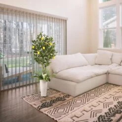 6ft. Artificial Lemon Tree In White Decorative Pot 14 6ft. Artificial Lemon Tree In White Decorative Pot -Michaels Shop D763730S 3