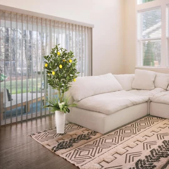 6ft. Artificial Lemon Tree In White Decorative Pot 6 6ft. Artificial Lemon Tree In White Decorative Pot - Image 4