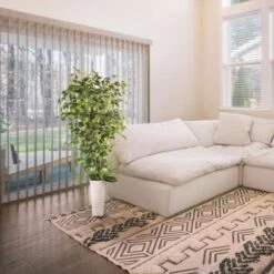 6ft. Artificial Ficus Microcarpa Tree In White Decorative Pot -Michaels Shop D763735S 2