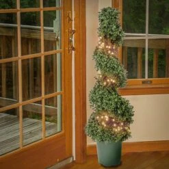 3.5ft. Pre-Lit Boxwood Spiral Topiary 11 3.5ft. Pre-Lit Boxwood Spiral Topiary -Michaels Shop D766092S 2